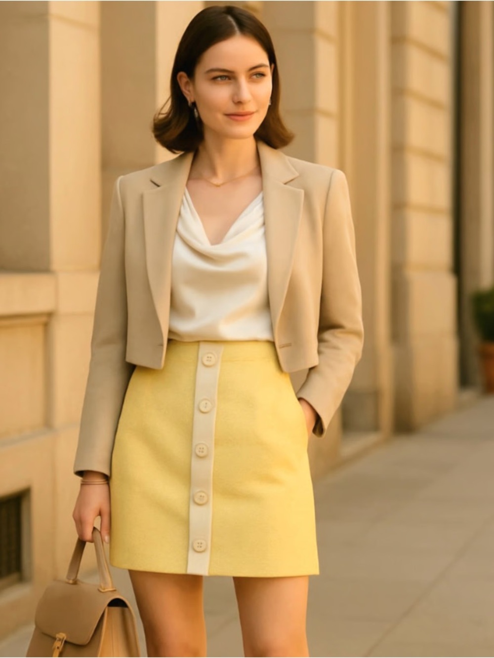 NWT Modcloth The Day is Calling Mini Skirt Yellow Vintage Style Size 8